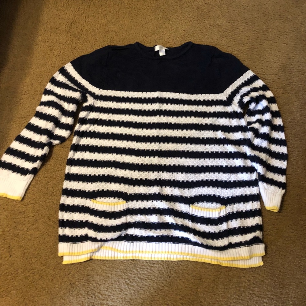 Navy white striped sweater